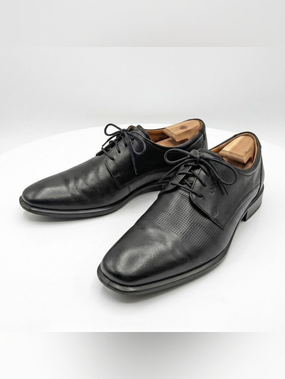 ECCO Men's Black Leather Derby Shoes Size EU 45 US 11.5 Dress Casual